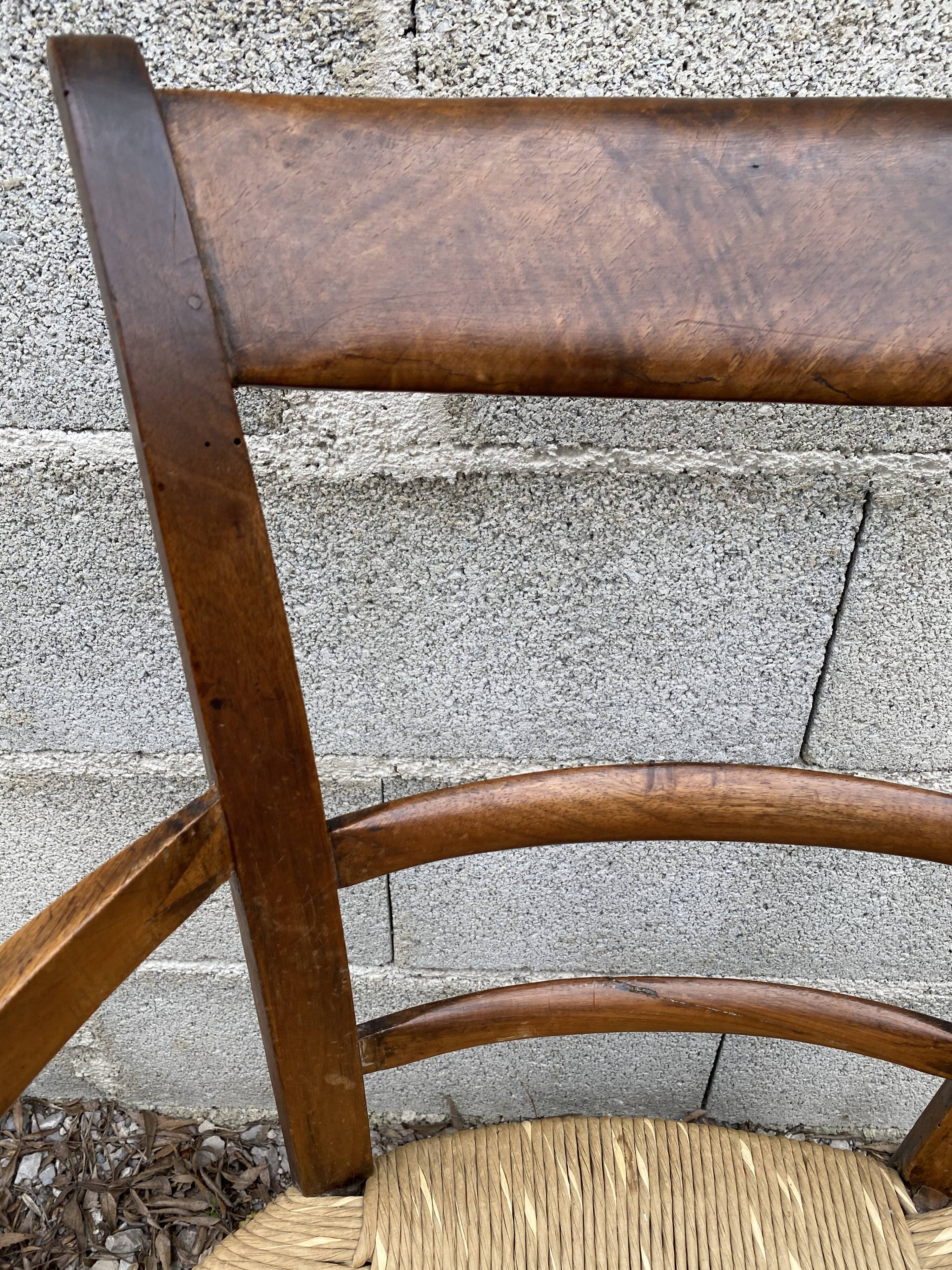 Antique straw armchair