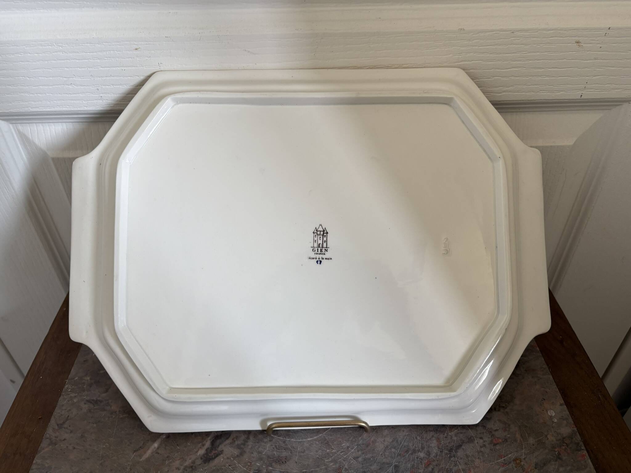 Old Dish Plate Handle Gien Earthenware Ceramic Renaissance Decor