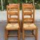 4 solid oak straw farmhouse dining chairs