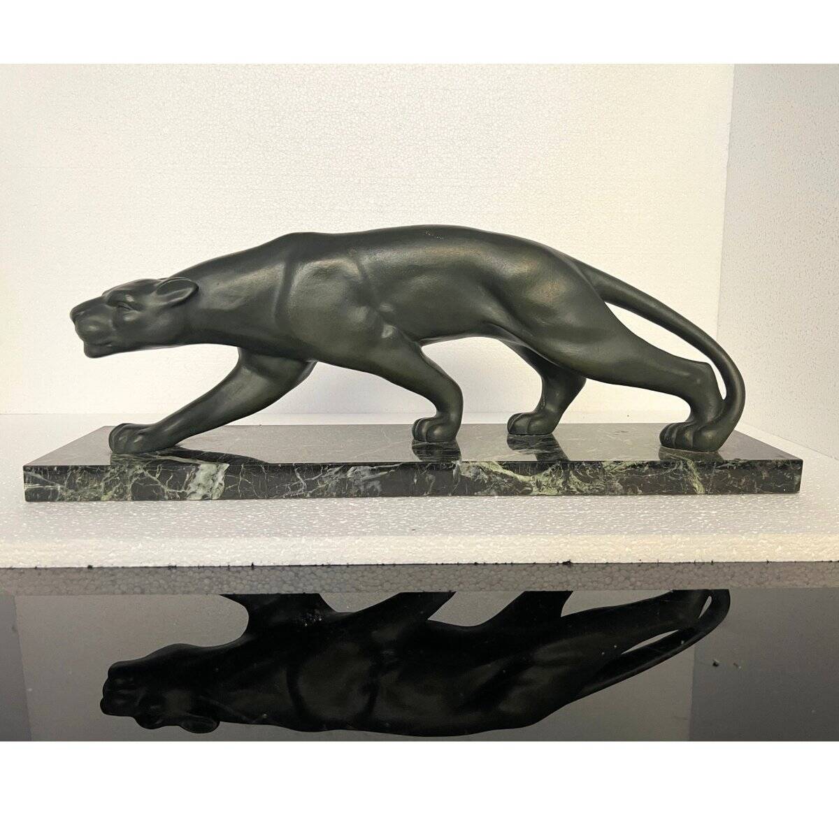 Secondo, Art Deco Panther, 1930, Bronze with Marble Base