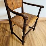 Wood and straw armchair