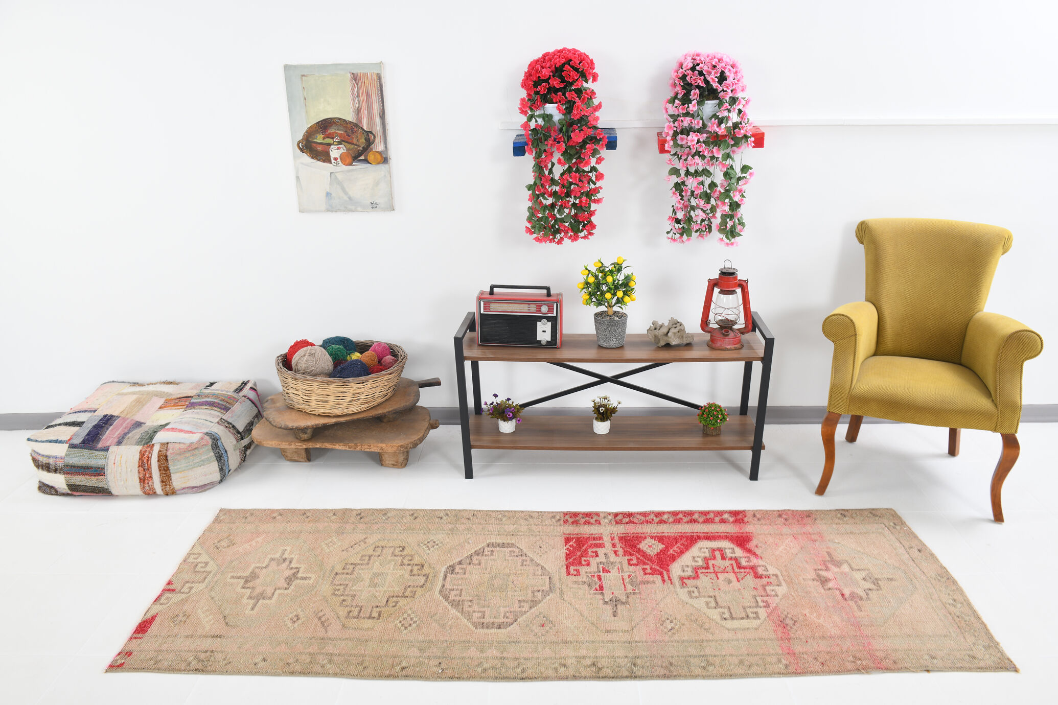 Short turkish runner rug 89x256cm