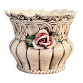 Cache-pot en barbotine italienne - Majolique - Faïencerie de Bassano - Ref 1218