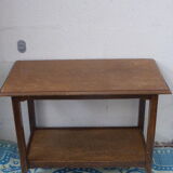 Side table, serving double tray, wood varnish, elegant and vintage