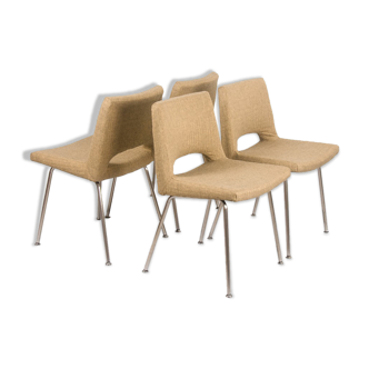 Set of 4 upholstered chairs, 1960's, France