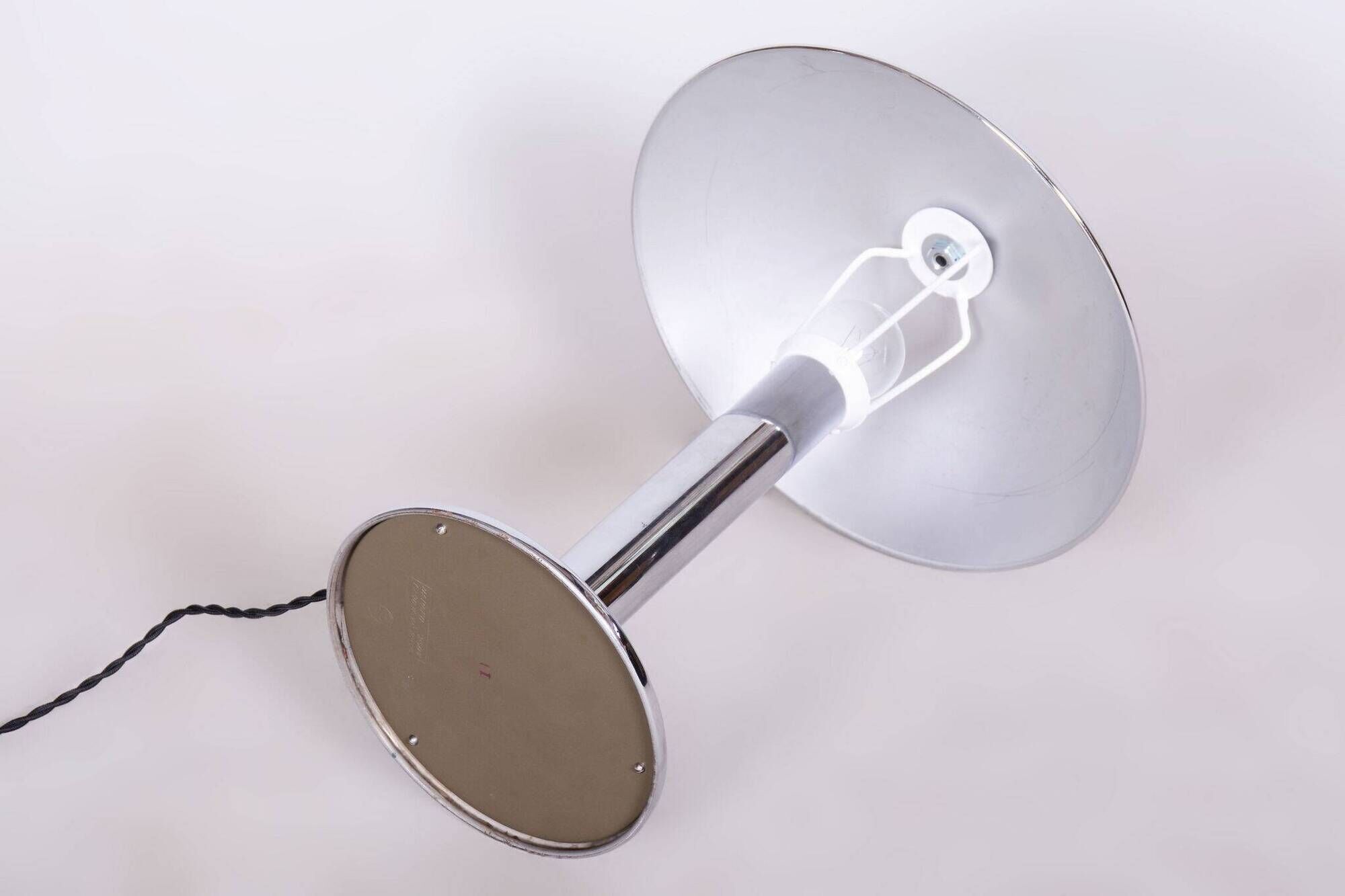 Original artdeco table lamp, chrome, functional electrification, czechia, 1930s