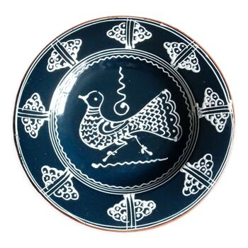 Assiette de collection décor oiseau en terre cuite