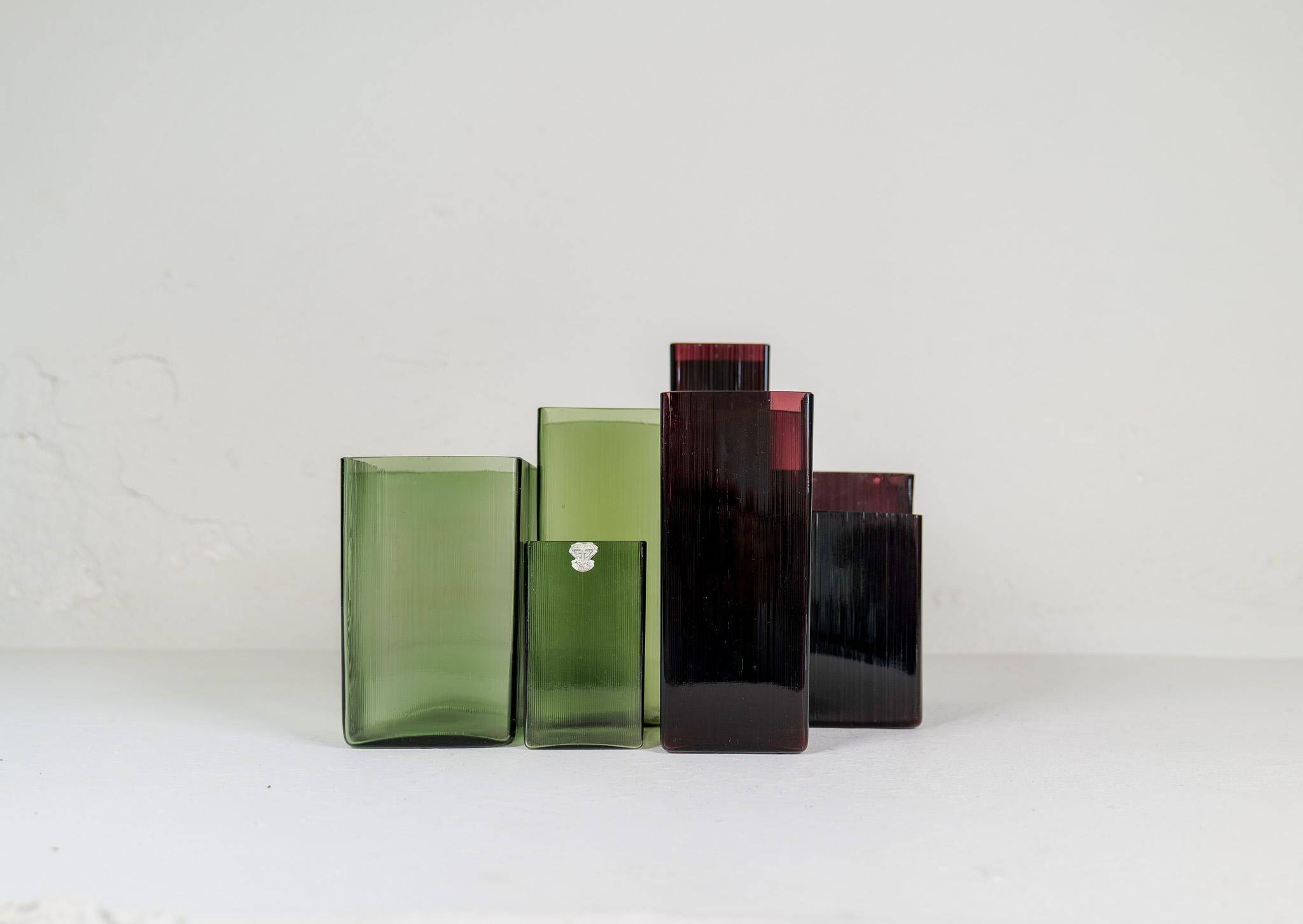 Mid-Century Collection of Seven "Ice" Vases by Gullaskruf, Sweden, 1960s