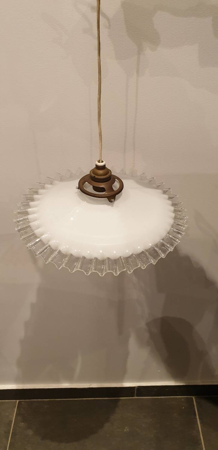 Suspension lampshade in lace opaline 1930s