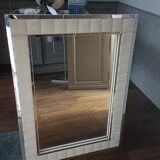 Large vintage tufted velvet mirror