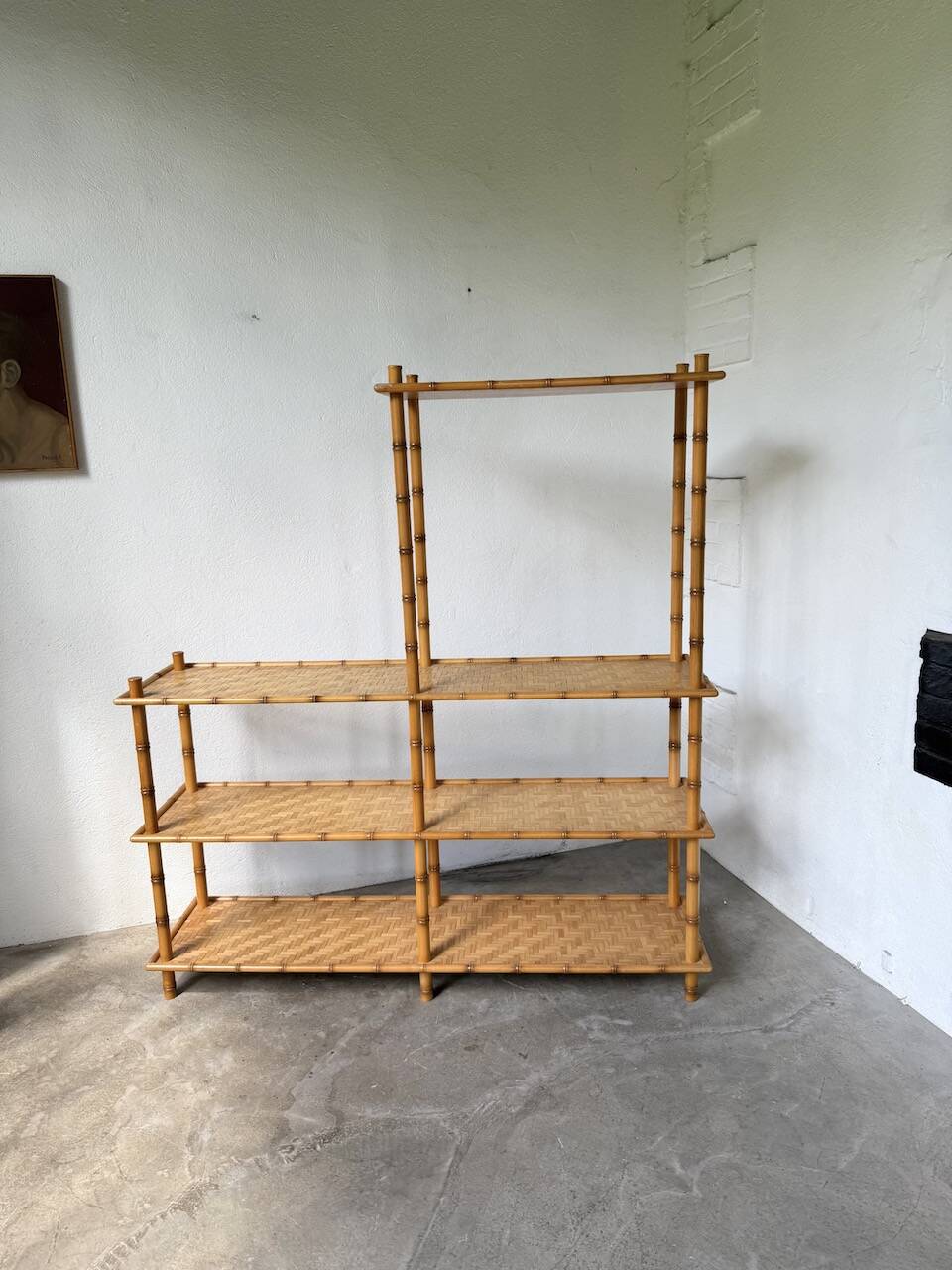 Large rattan shelf 1960