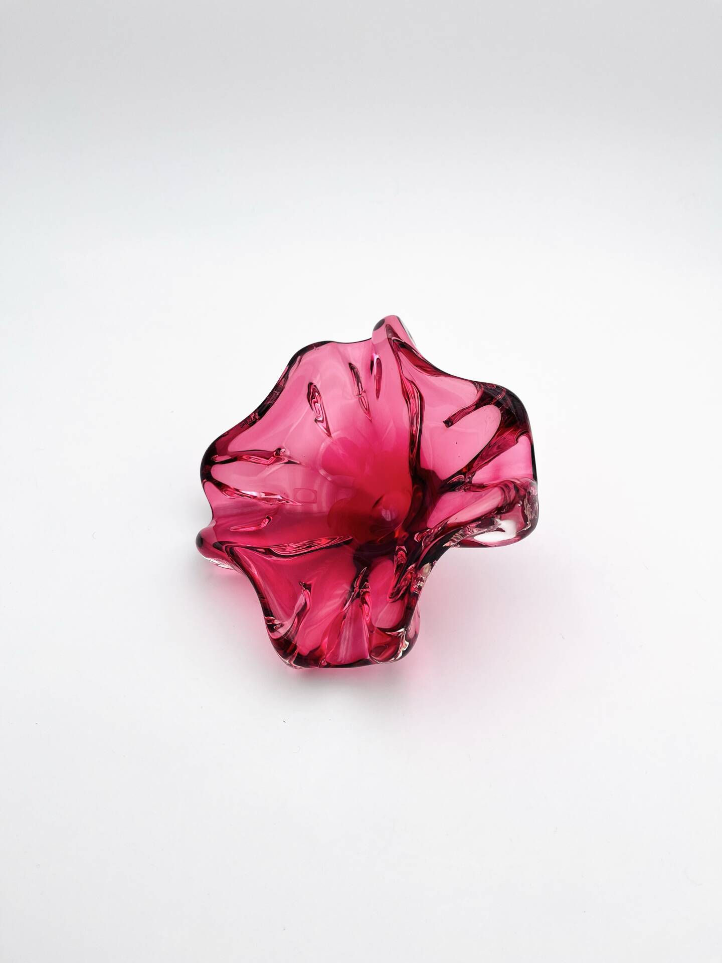 Murano Coupe Flavio Poli Sommerso Rubies & Original Pilon 17cm 1960