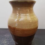 Vase Soulaines Dhuys royer enamelled stoneware brown beige vintage