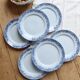 6 antique flat plates from Sarreguemines U&C in the Mimosa blue pattern.