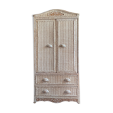 Armoire rotin et bois vintage