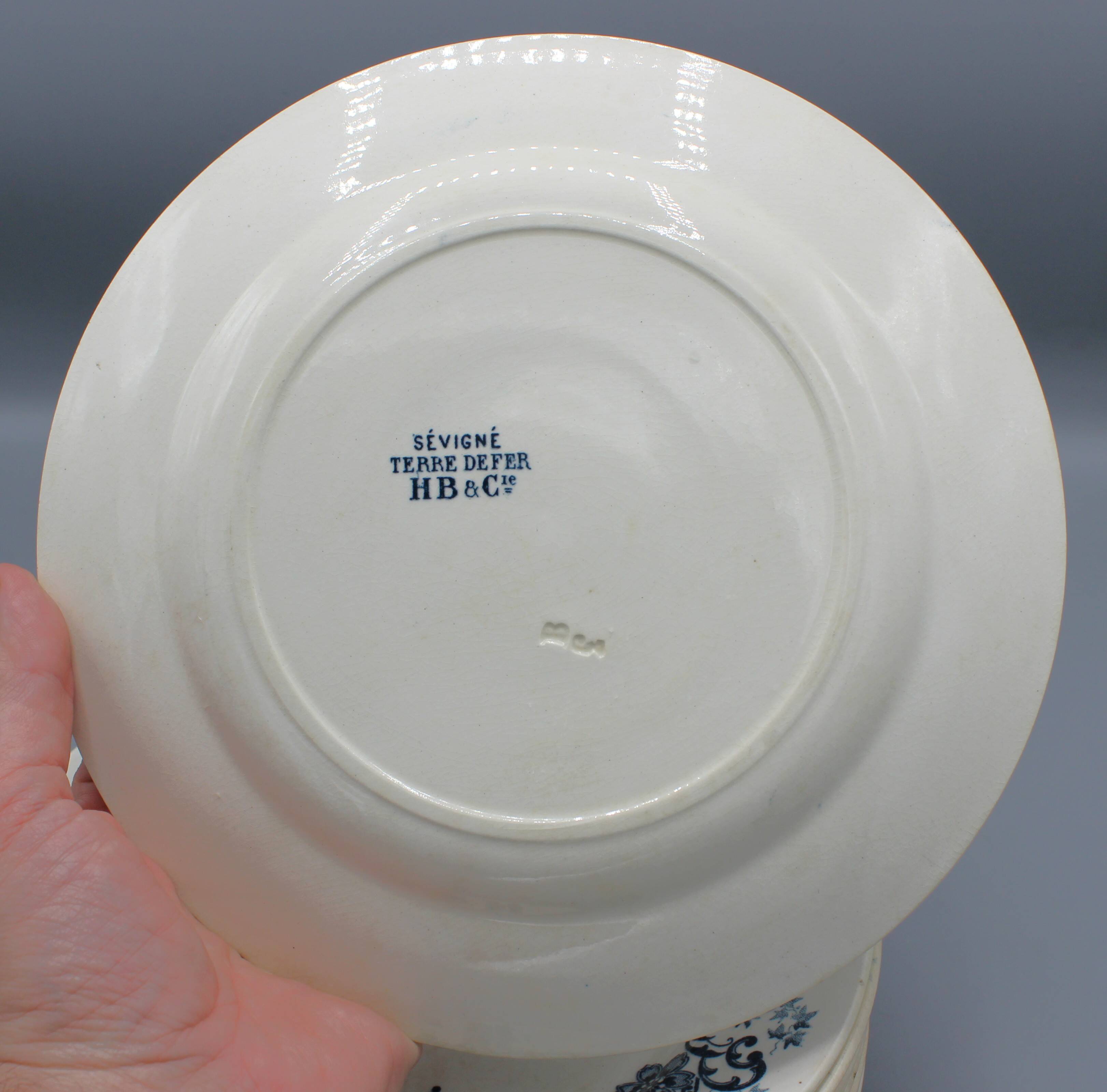 Lot 9 plate plates hb & cie earth of iron - sevigne 23 cm