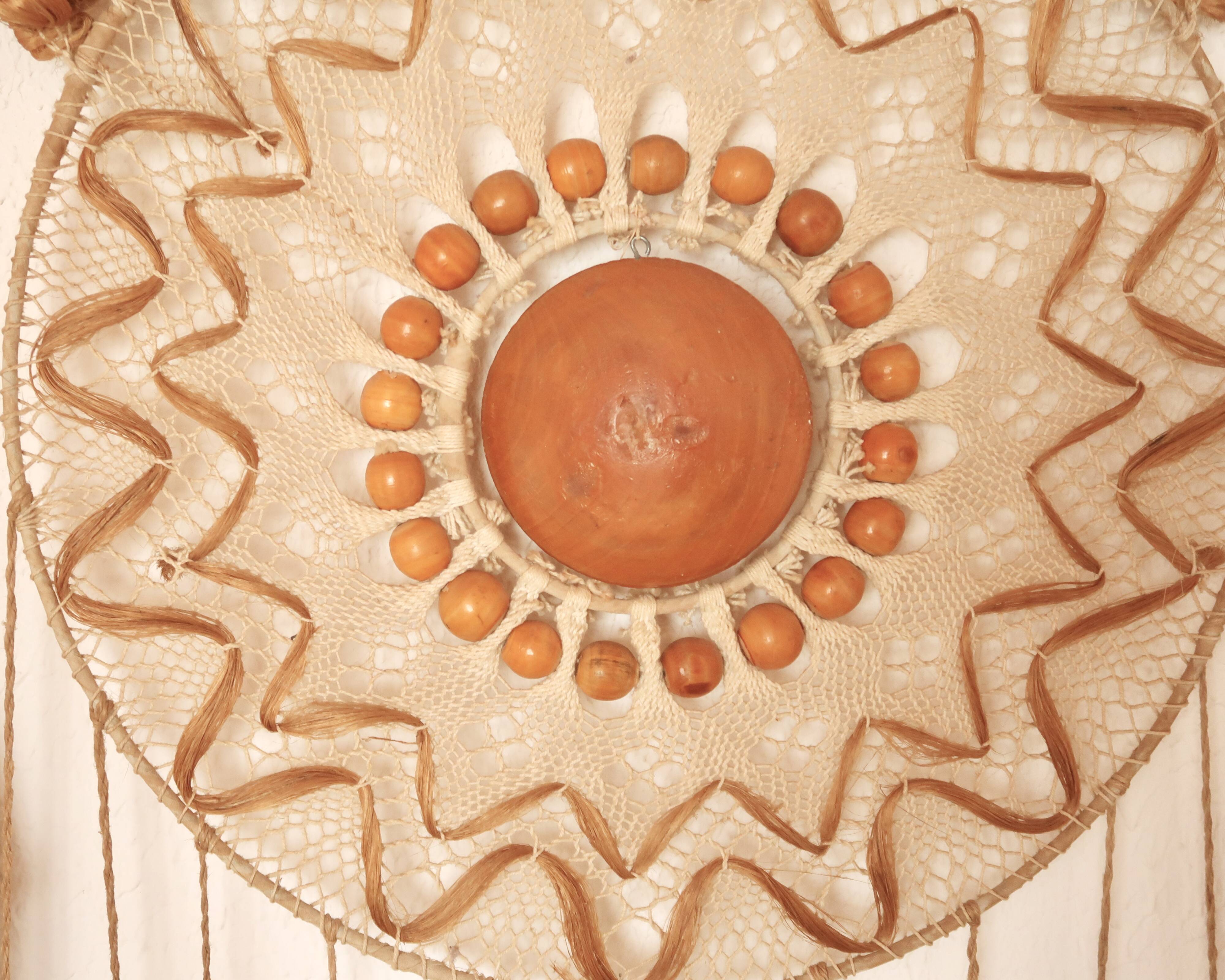 Braided macramé wall decor, 70s