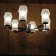 Space age chandelier with 6 lights in chrome and moulded glass by Hillebrand Lighting, 1960s.