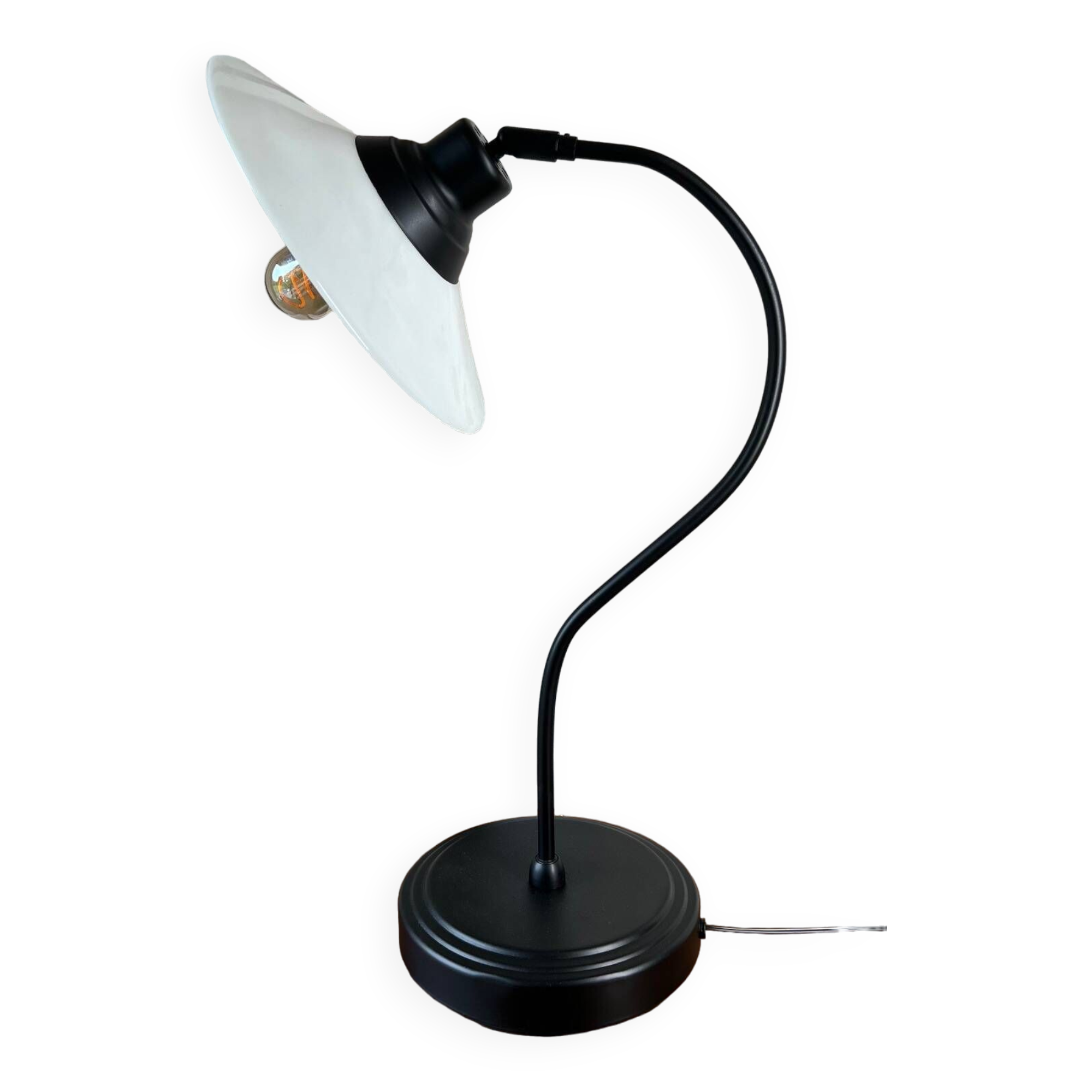 Lampe vintage en métal et opaline