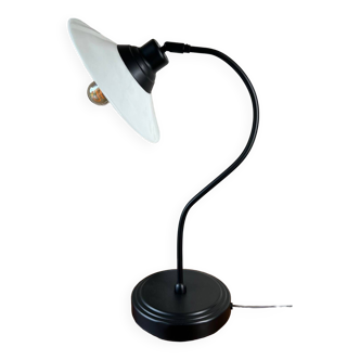Vintage metal and opaline lamp