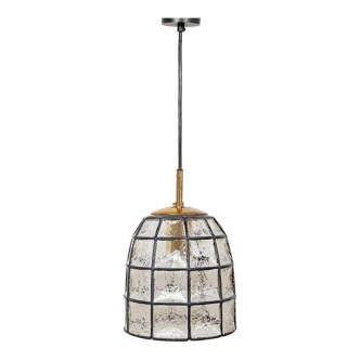 Mid-century iron & clear glass ceiling lamp/pendant from limburg, germany, 1960s