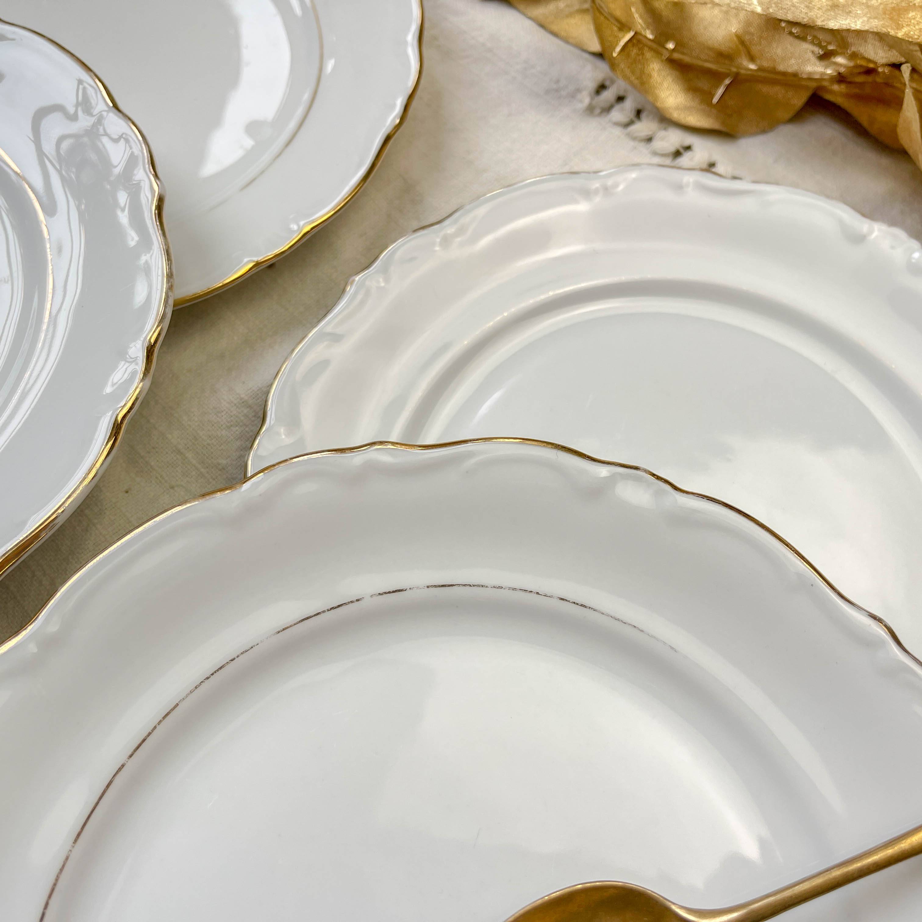6 Small vintage plates in white and gold porcelain Winterling Bavaria