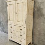 Antique French white flea market cabinet with drawers 83x148 cm