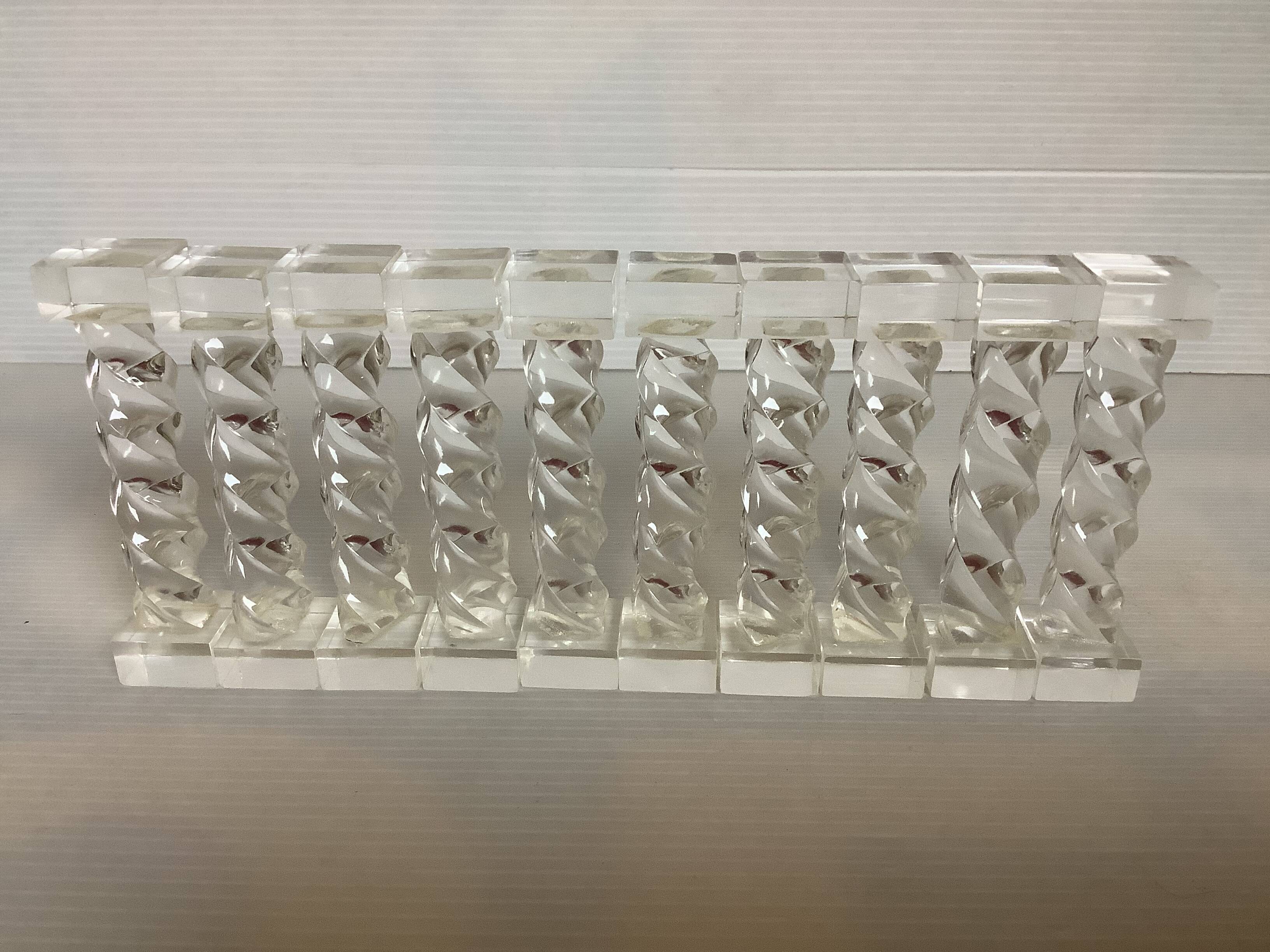 10 vintage twisted lucite knife rests