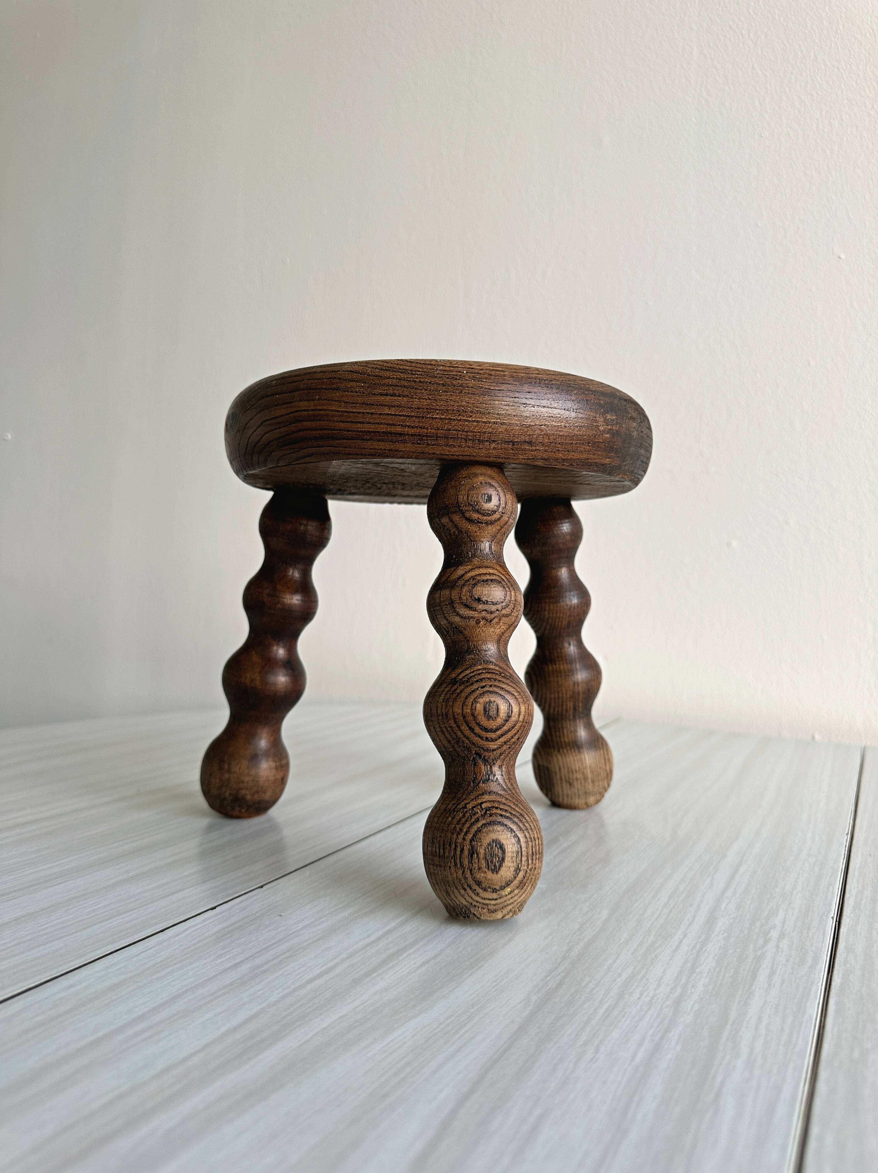Small turned wooden tripod stool