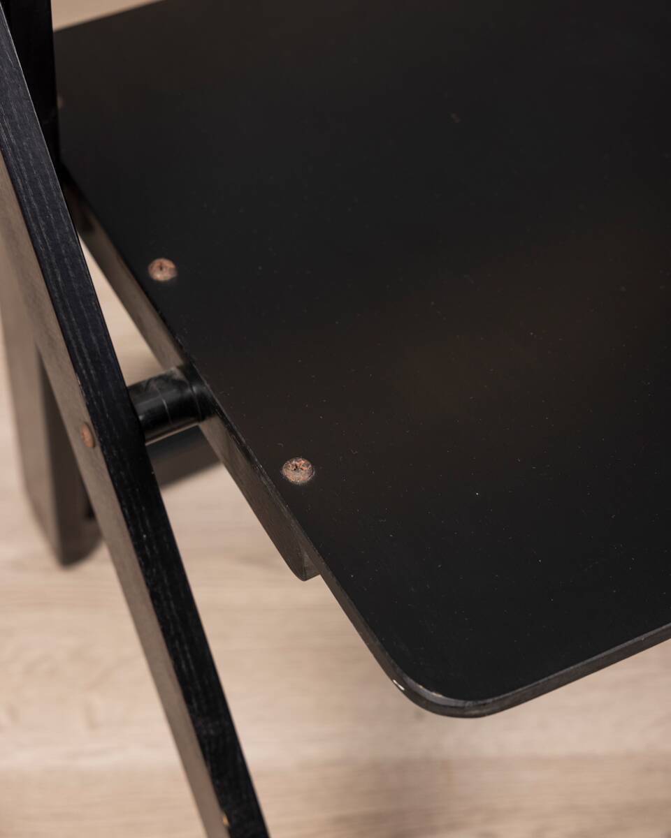 Lot de 4 chaises pliantes vintage années 80 en bois noir design reguitti