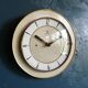Formica vintage clock round silent wall clock "SMI golden maple"