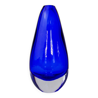Vase sommerso bleu par seguso, verre de murano, italie, 1970