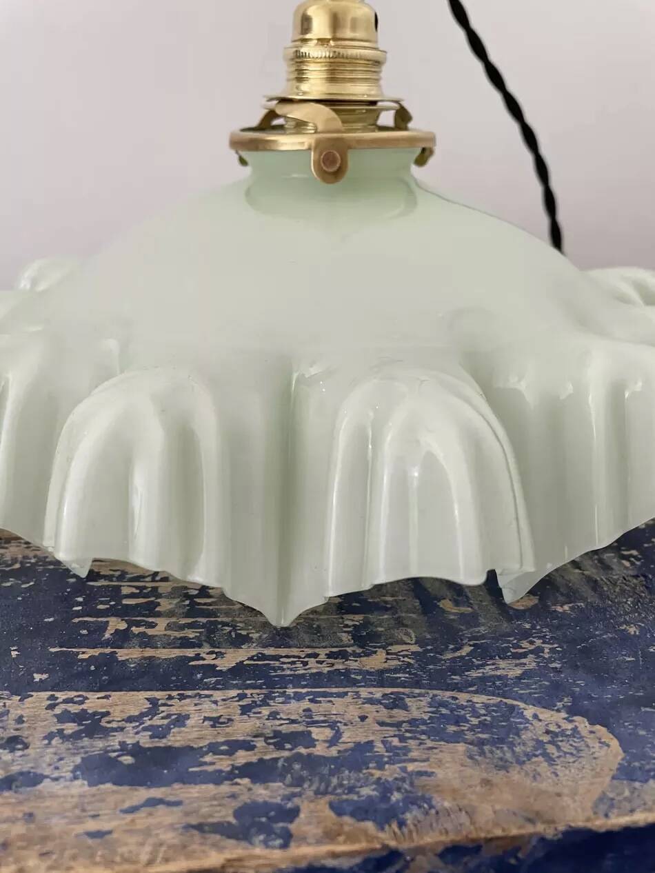 Vintage green opaline pendant light