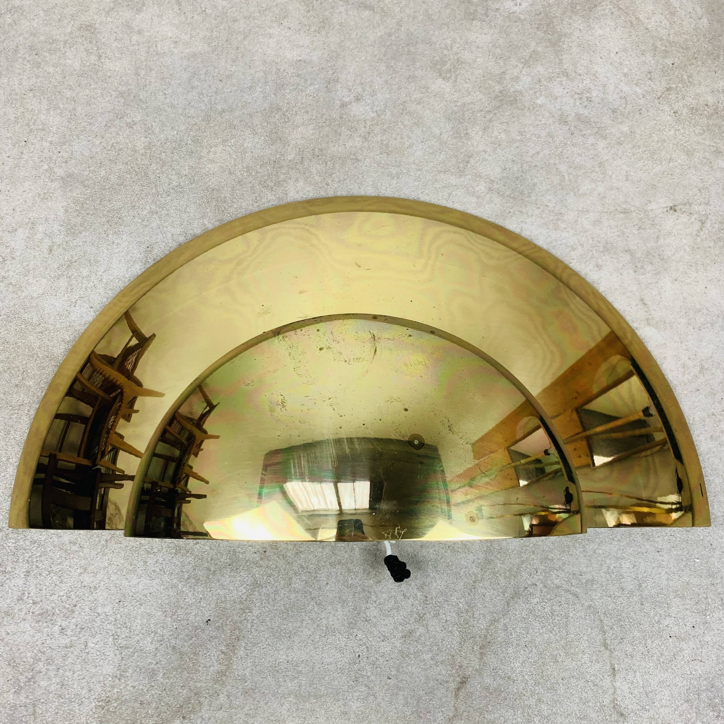 5 half moon brass wall lights Hollywood Regency style by Egoluce