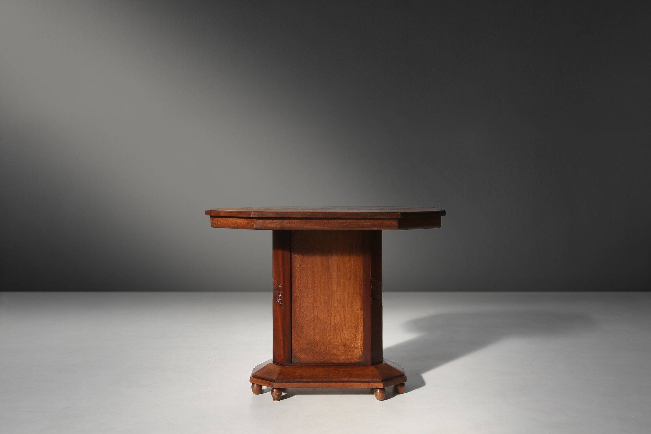 Art Deco carved oak Side Table, Belgium ca. 1920
