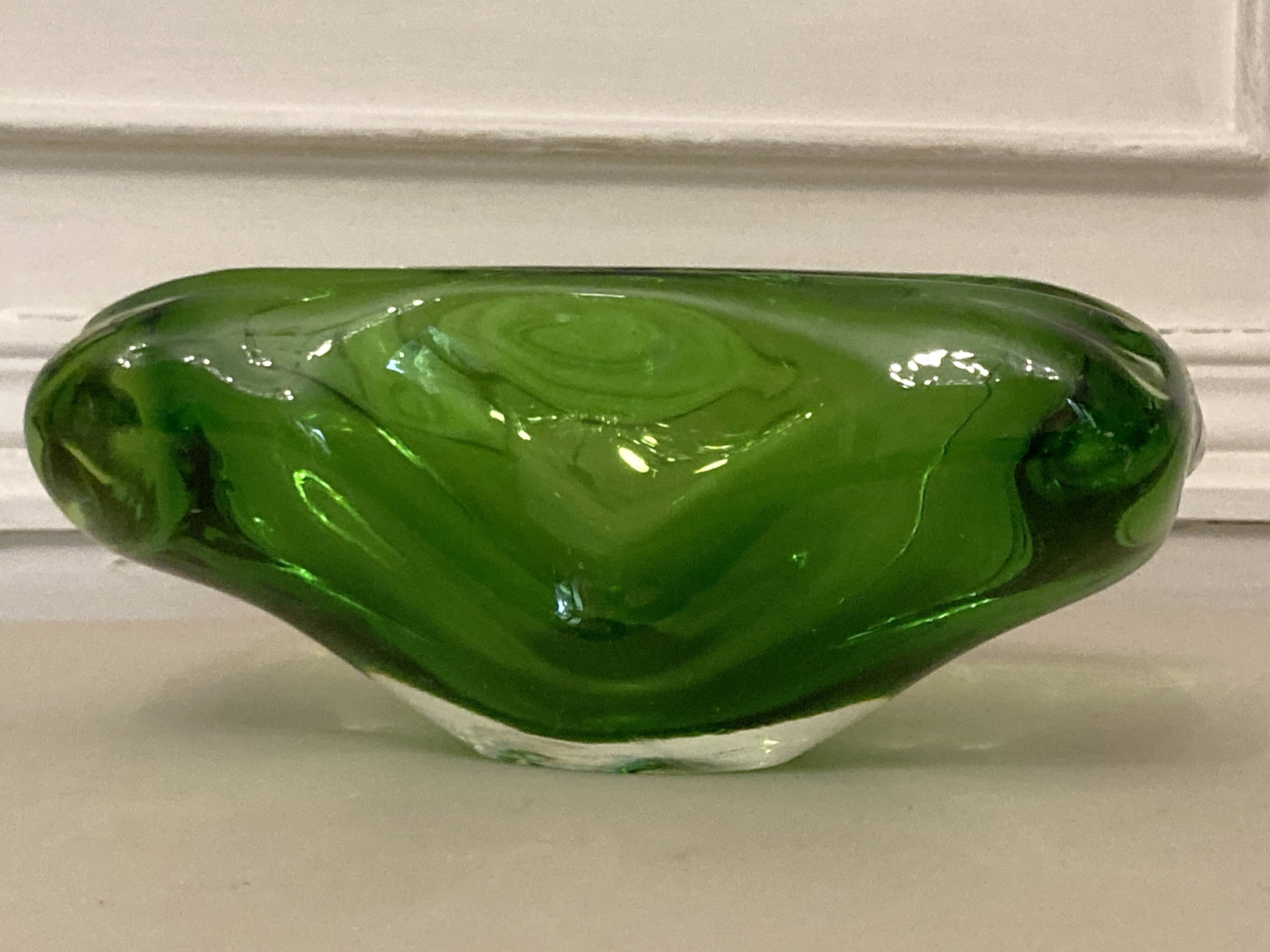 Murano iridescent green pocket tray