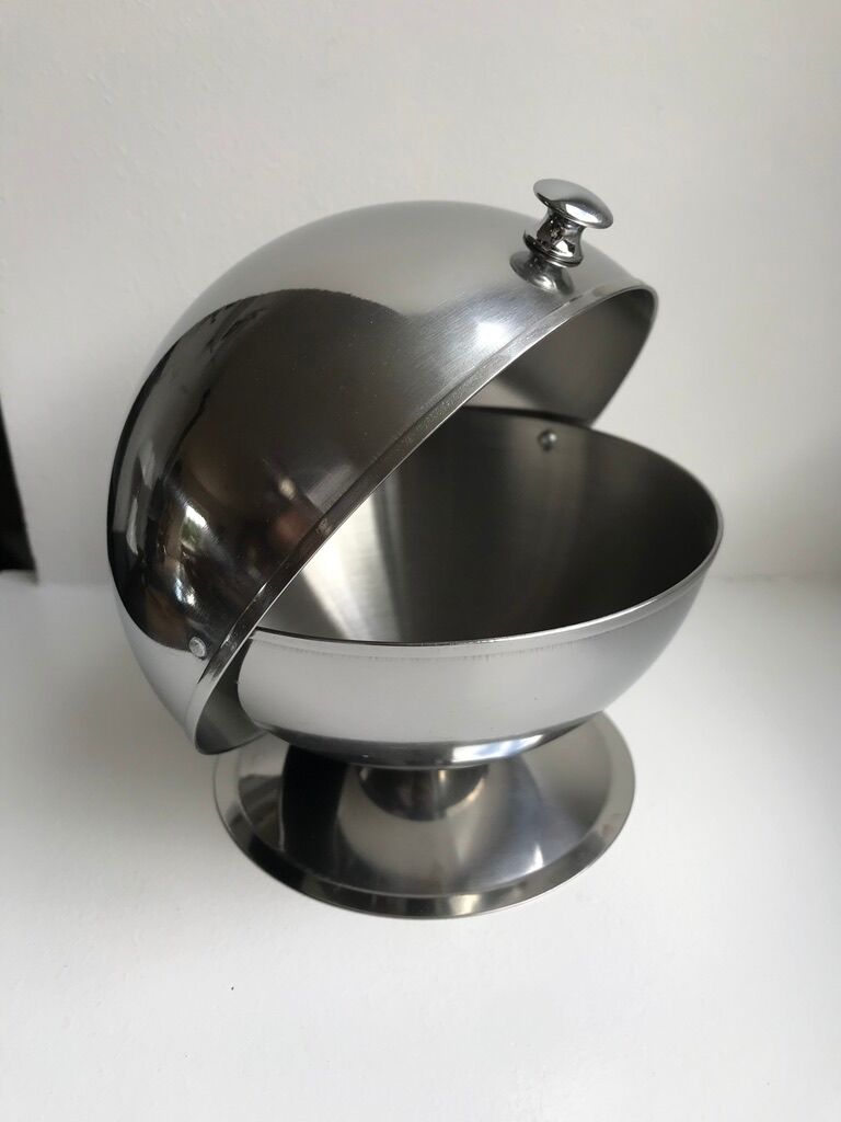 Metal sugar bowl style space age seventies 70s