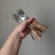 Lot de 12 fourchettes manche façon bambou en laiton