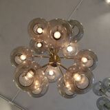 Holger Johansson, brass and grey glass chandelier, The Modern Scandinavian