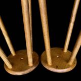 Pair of antique solid wood bar stools – rustic/bistro style