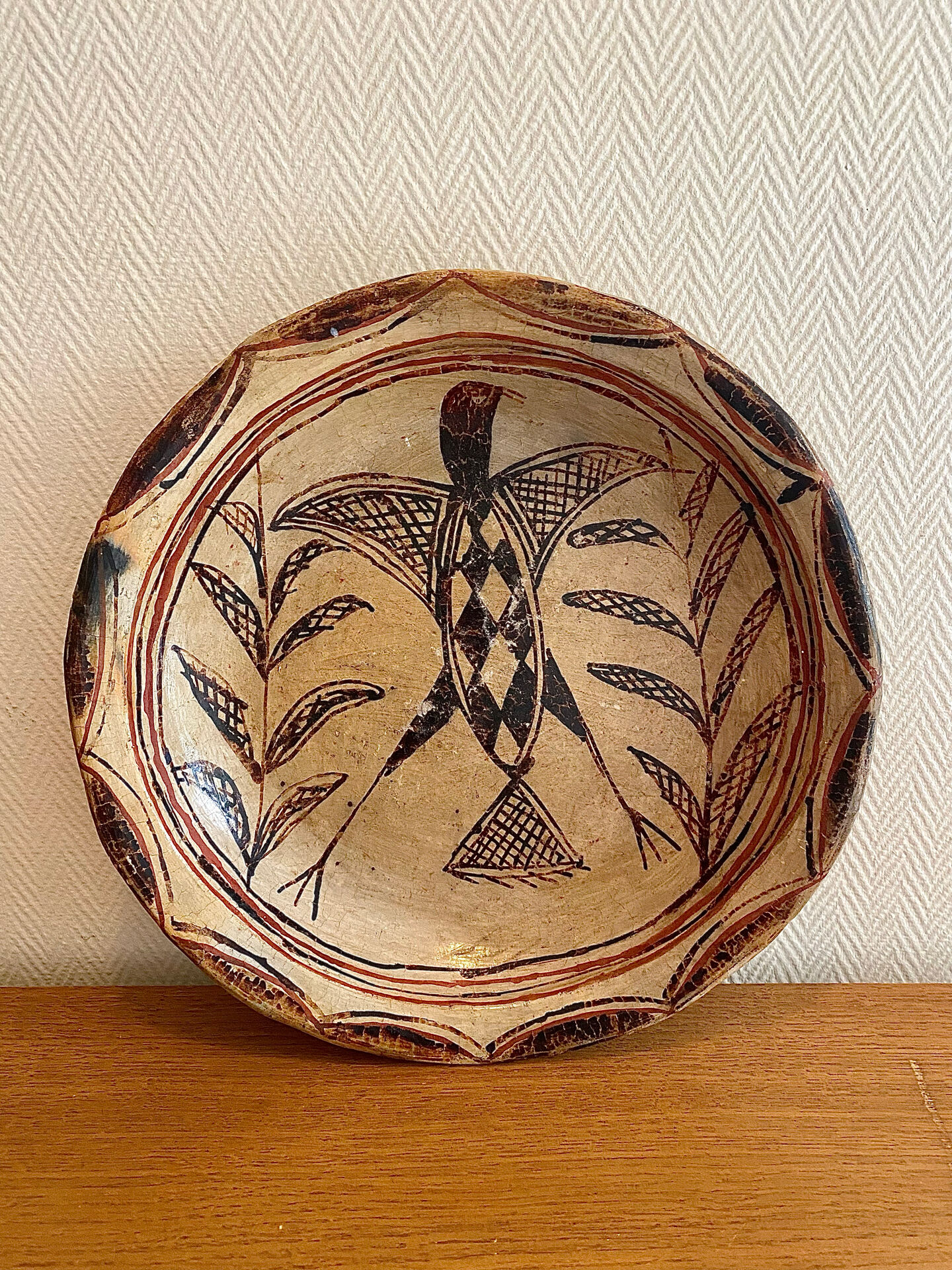 Ancient Berber dish from Kabylie featuring a bird, early 20th century.