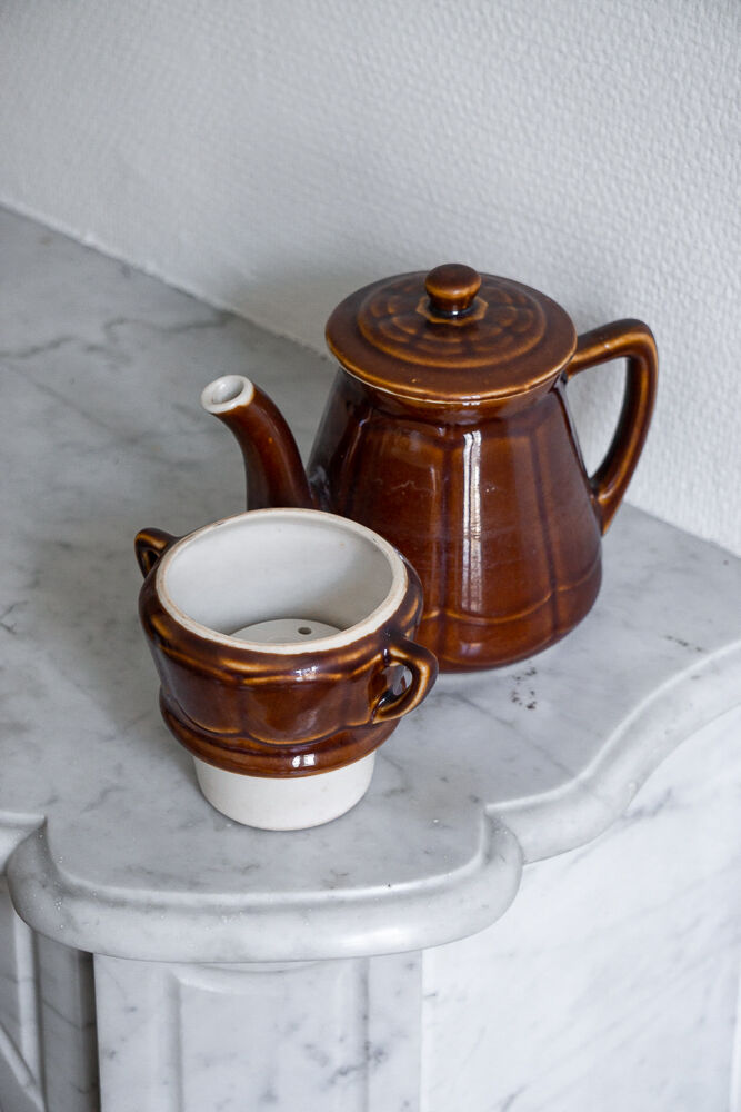 Vintage enamelled ceramic coffee maker