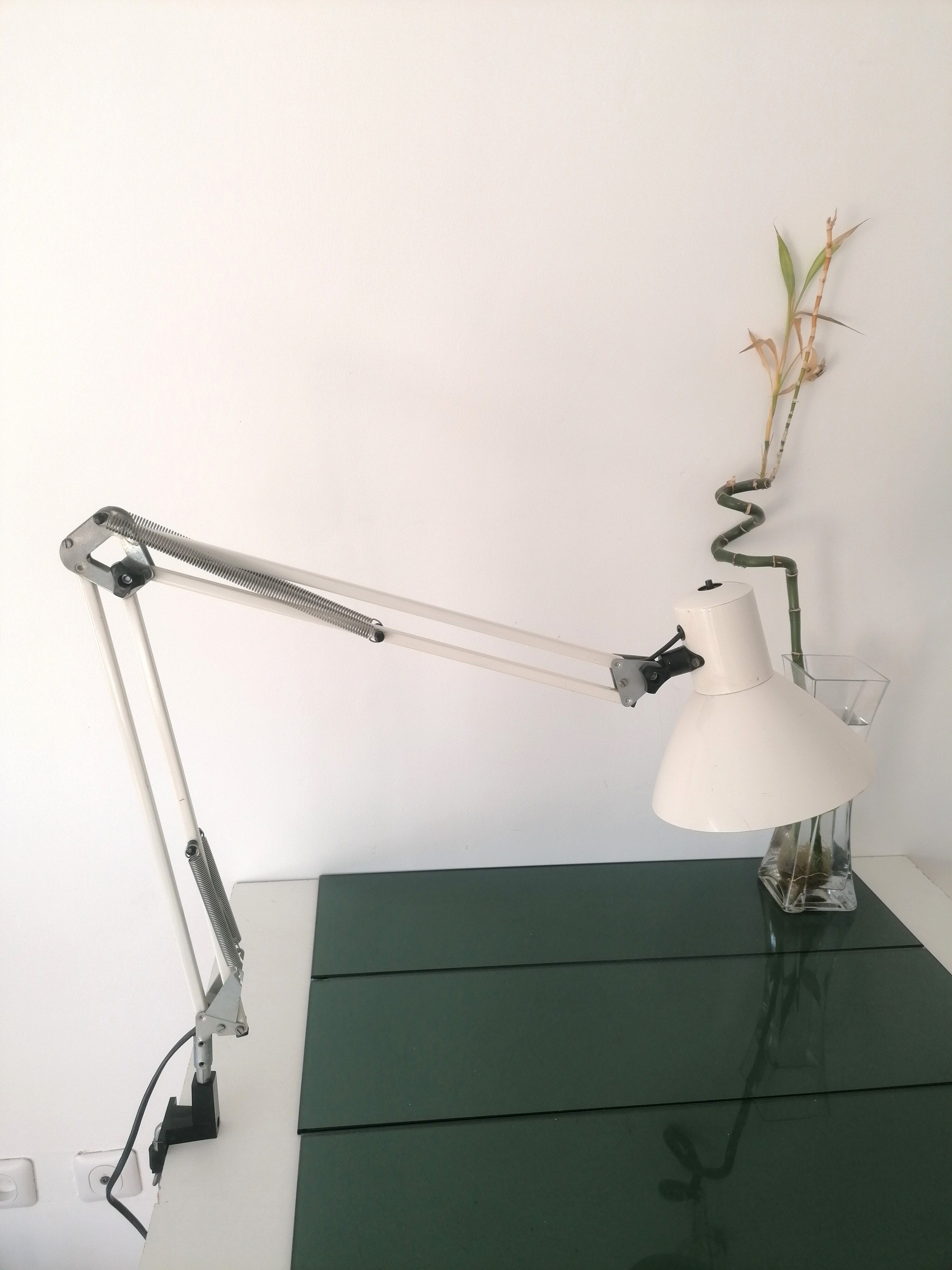 Architect articulated lamp - white lasked metal - made in RDA - 1980