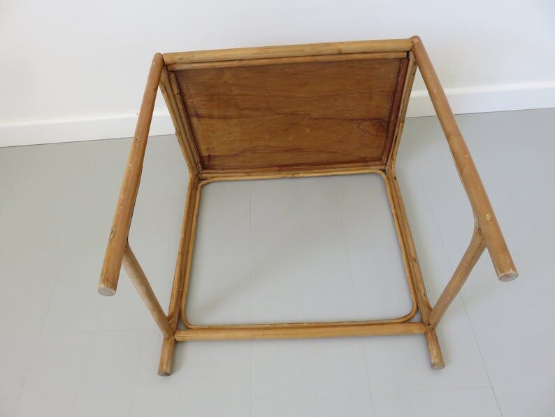 Side table, rattan couch end 60s 70s