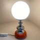 Vintage lamp opaline globe, wood turned orange and chrome 60s 70s
