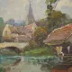 Washerwoman at the washhouse - Old oil painting signed Gilbert