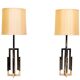 Lampes de table Hollywood Regency des années 1970, en laiton et chrome