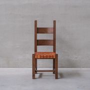Set of Six Leather and Oak Mid-Century Dutch Dining Chairs