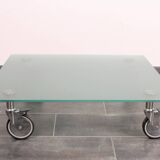 Wheeled glass coffee table