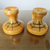 Pair of orange ceramic candlesticks from the 60s